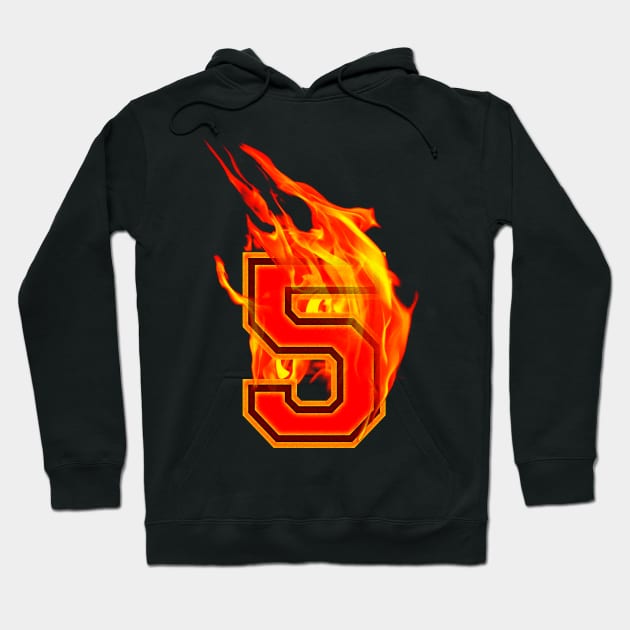 Burning Hot Sports Letter 5 Hoodie by Adatude